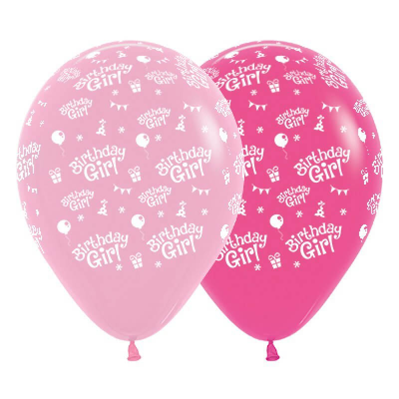 Pink 30cm Birthday girl Latex Balloons 6 Pack