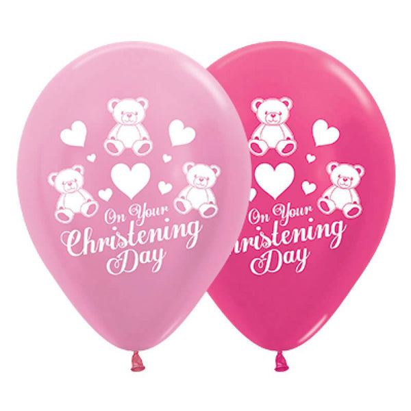 On Your Christening Day Pink Latex Balloons Online Party Supplies