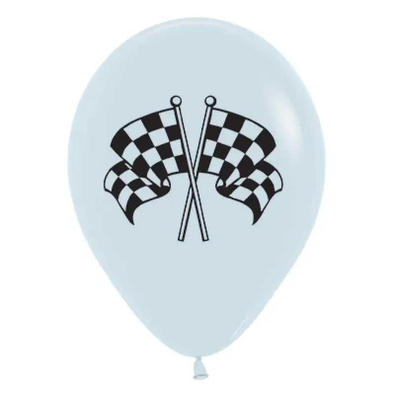 Racing Flags White Ink Latex Balloons 30cm 6pk