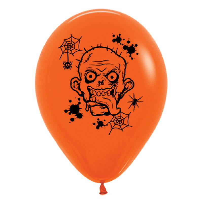 Zombie Horror Orange Latex Balloons 30cm 6 Pack