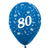 Sempertex 30cm Age 80 Metallic Blue Latex Balloons 6 Pack