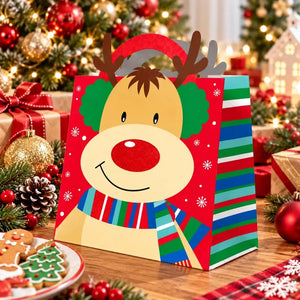 Shape-cut reindeer Christmas gift bag for children