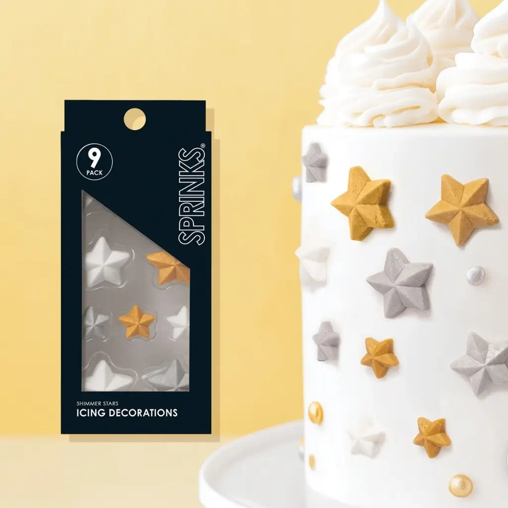 edible shimmer star icing decorations for cupcakes & cakes