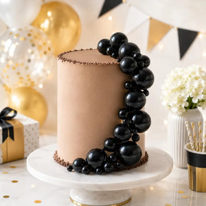 Black Foam Ball Cake Decorations for Modern Cakes