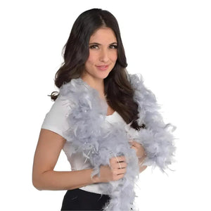 Real Feather Boa - Silver