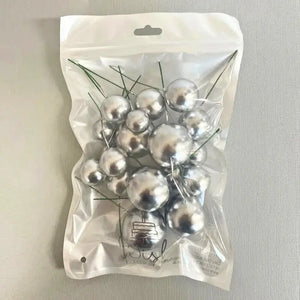 Modern silver foam balls for birthday cake decoration