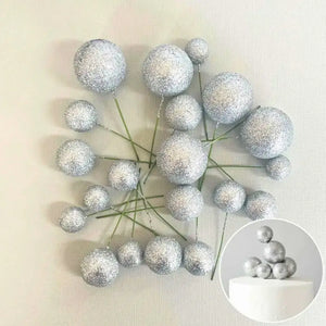 Metallic silver cake decoration foam ball assortment