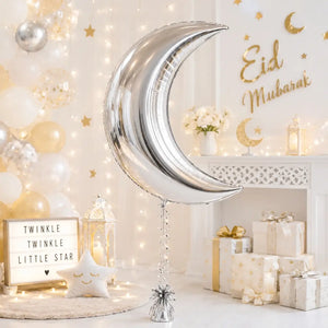 Silver Crescent Moon Foil Balloon party decoration
