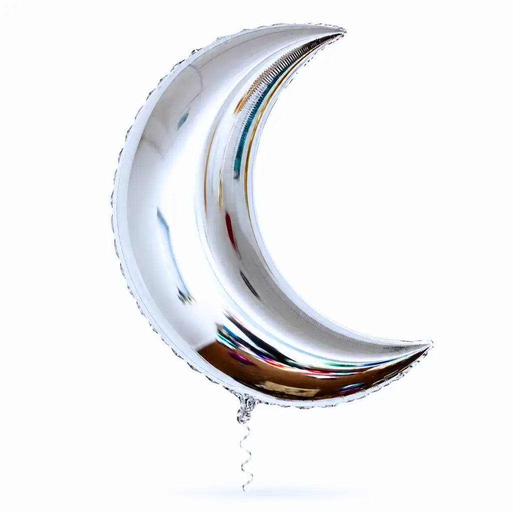 Silver Crescent Moon Foil Balloon