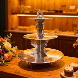 Metallic silver 3 tier cupcake stand for parties