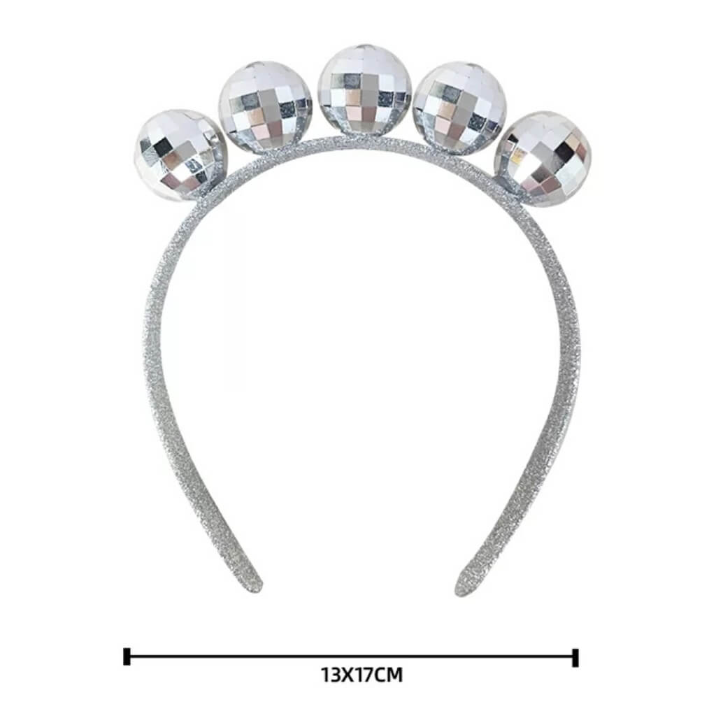 Silver Disco Ball Headband 70s dance party hair outfit accessory