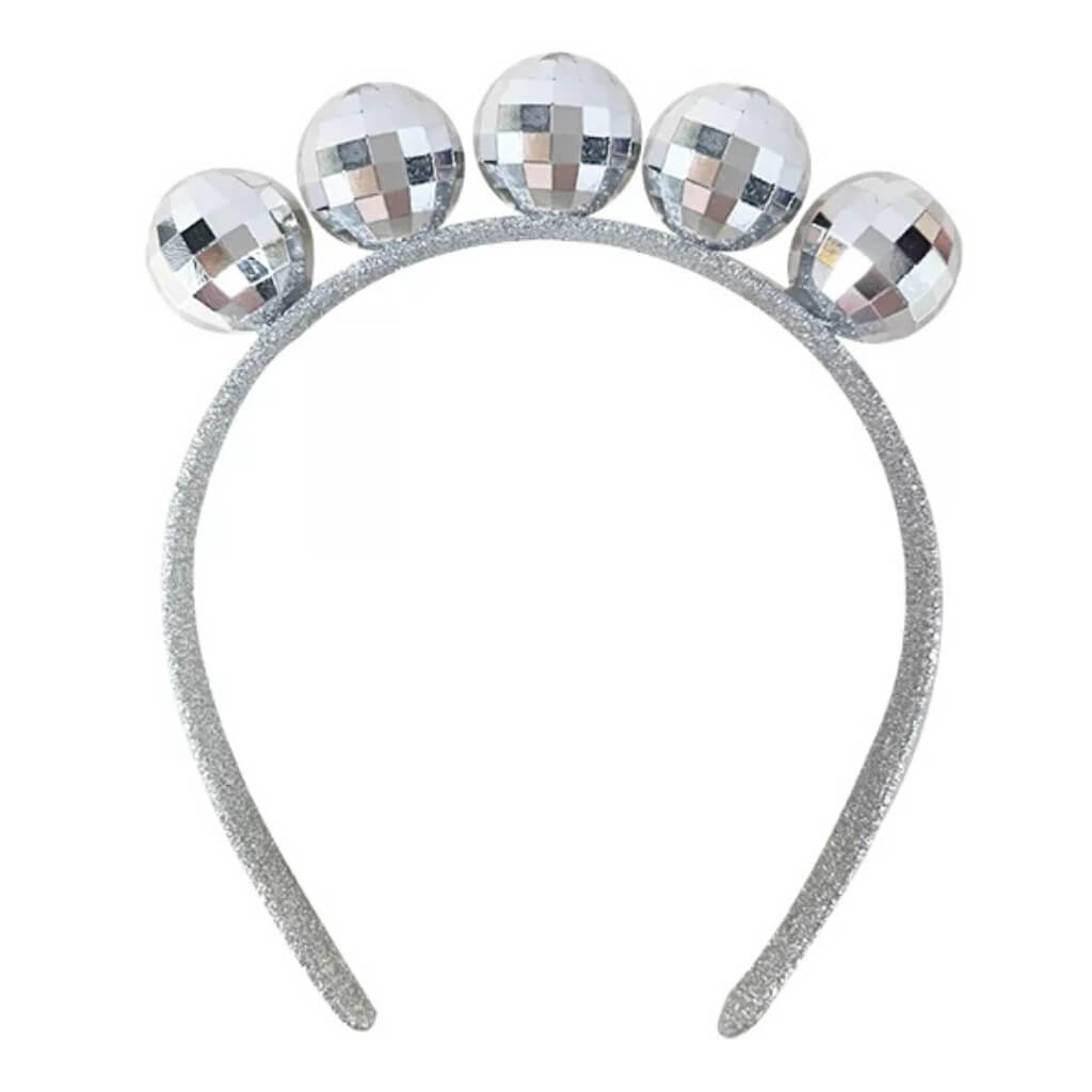 Silver Disco Ball Headband 70s dance party hair outfit accessory