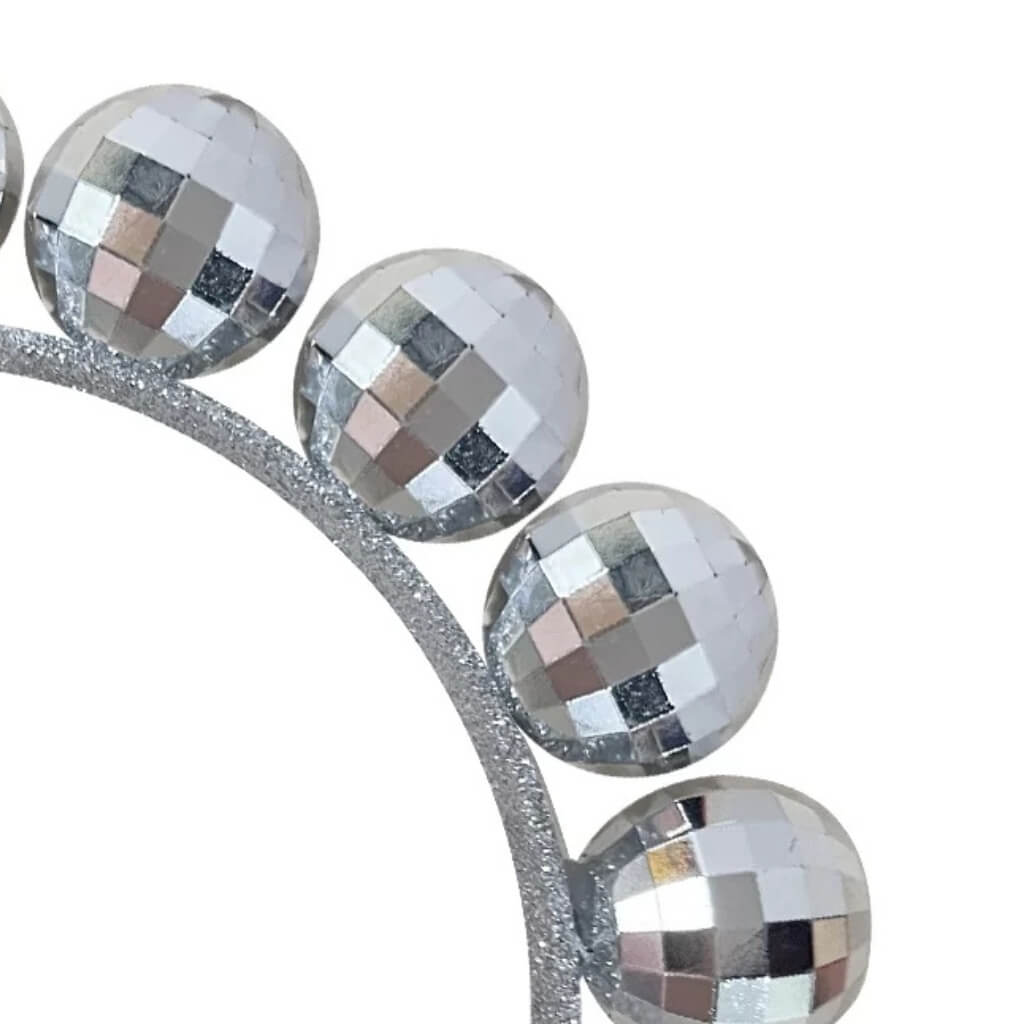 Silver Disco Ball Headband 70s dance party hair outfit accessory