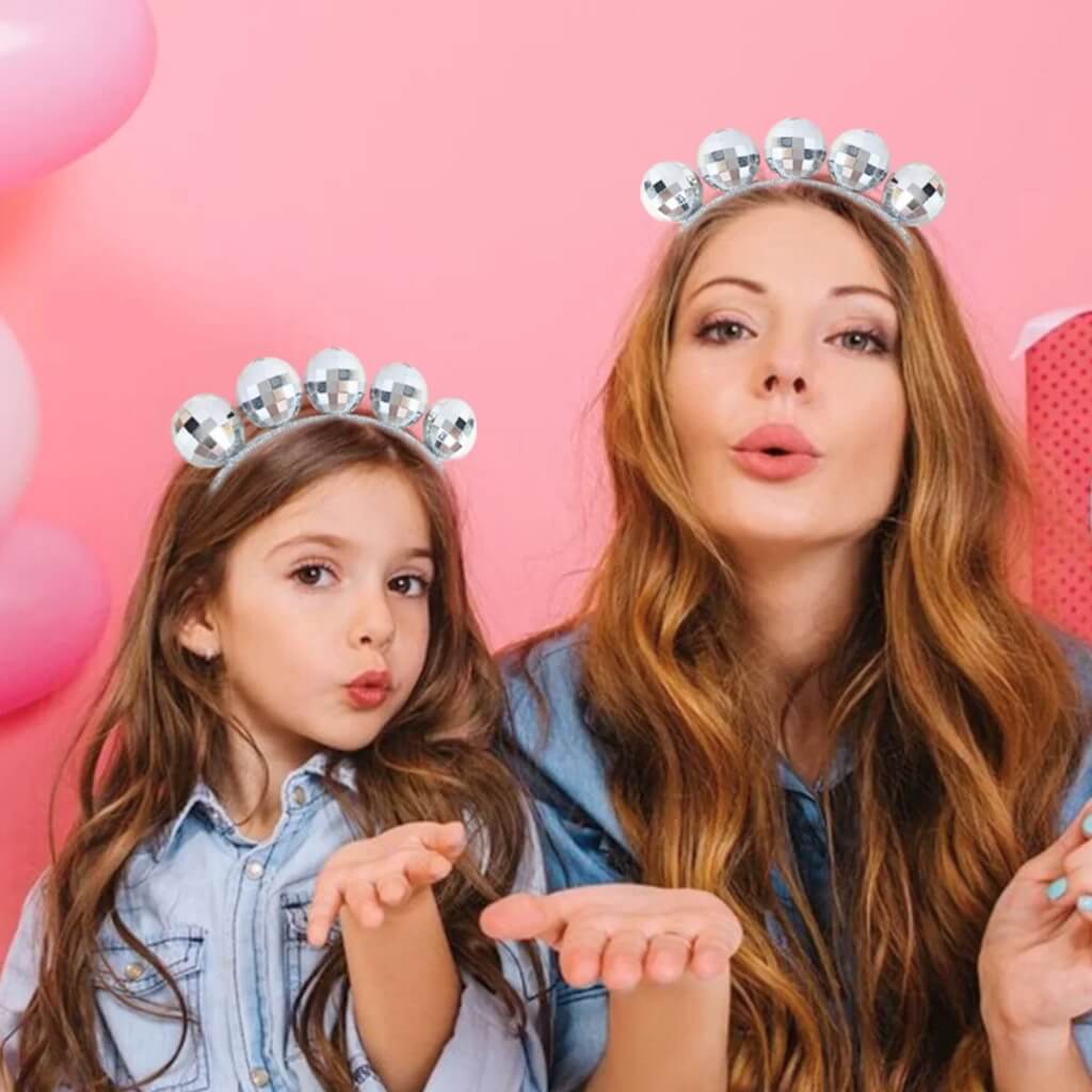 Silver Disco Ball Headband 70s dance party hair outfit accessory
