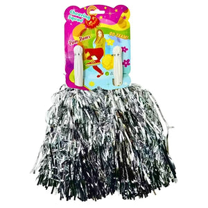 Cheerleading pom poms silver foil 2 pack
