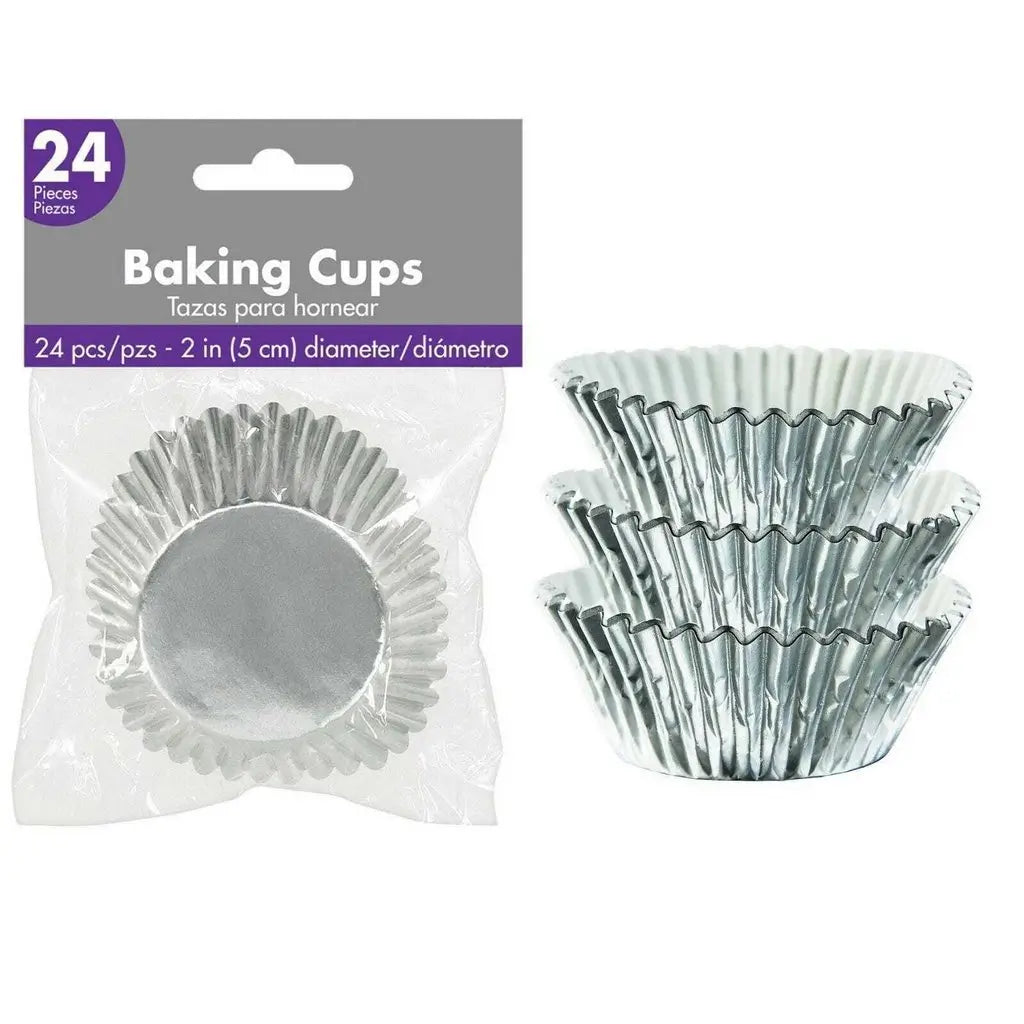 Metallic Silver Foil Cupcake Cases 5cm 24pk