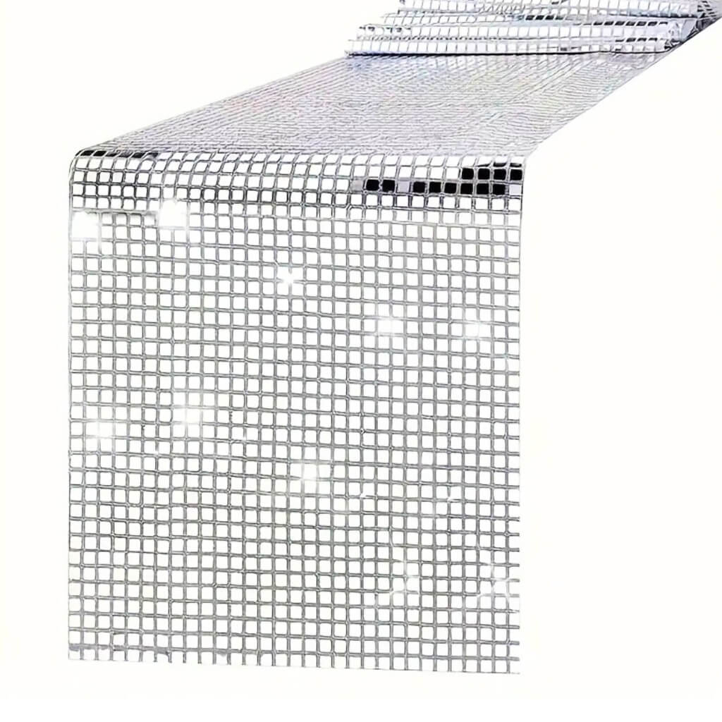Glitter Silver Disco Party Table Runner
