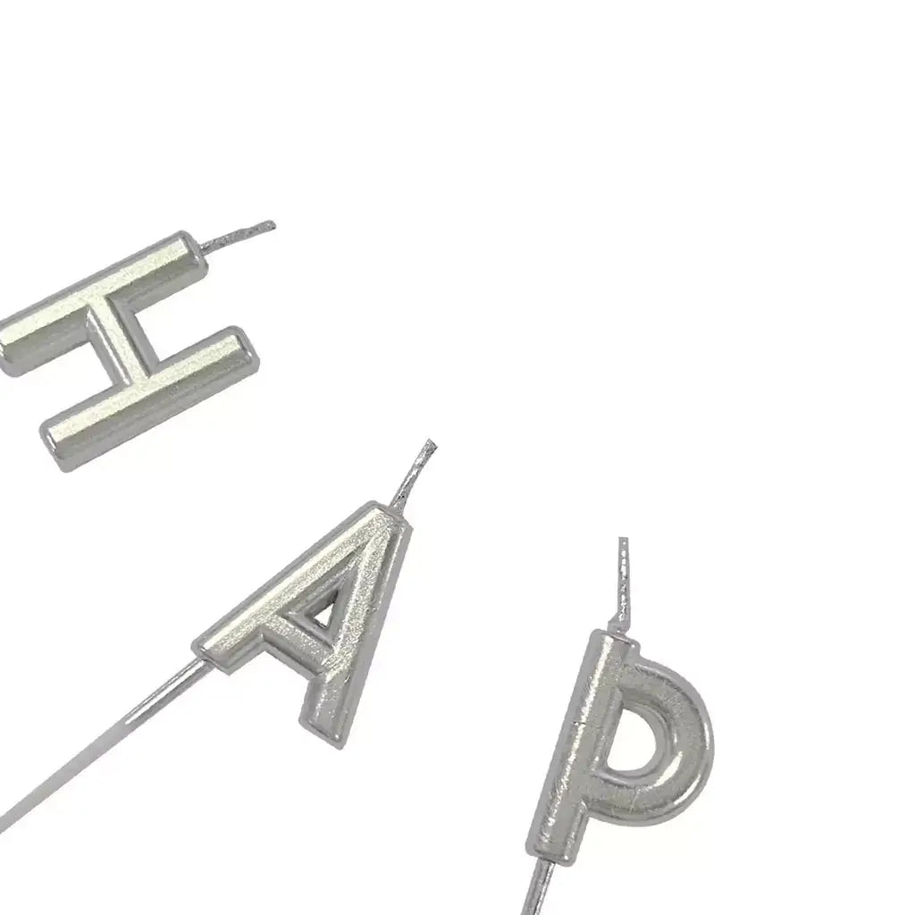 Silver 'Happy Birthday' Candles