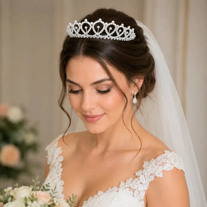 Sparkling Rhinestone Silver Metal Tiara wedding hair accessory