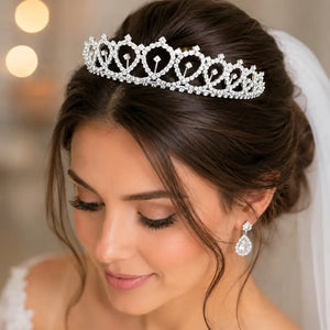 Sparkling Rhinestone Silver Metal Tiara bridal shower hair accessory