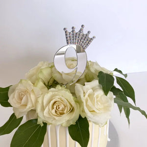 Acrylic Silver Age 9 Rhinestone Crown Cupcake Topper