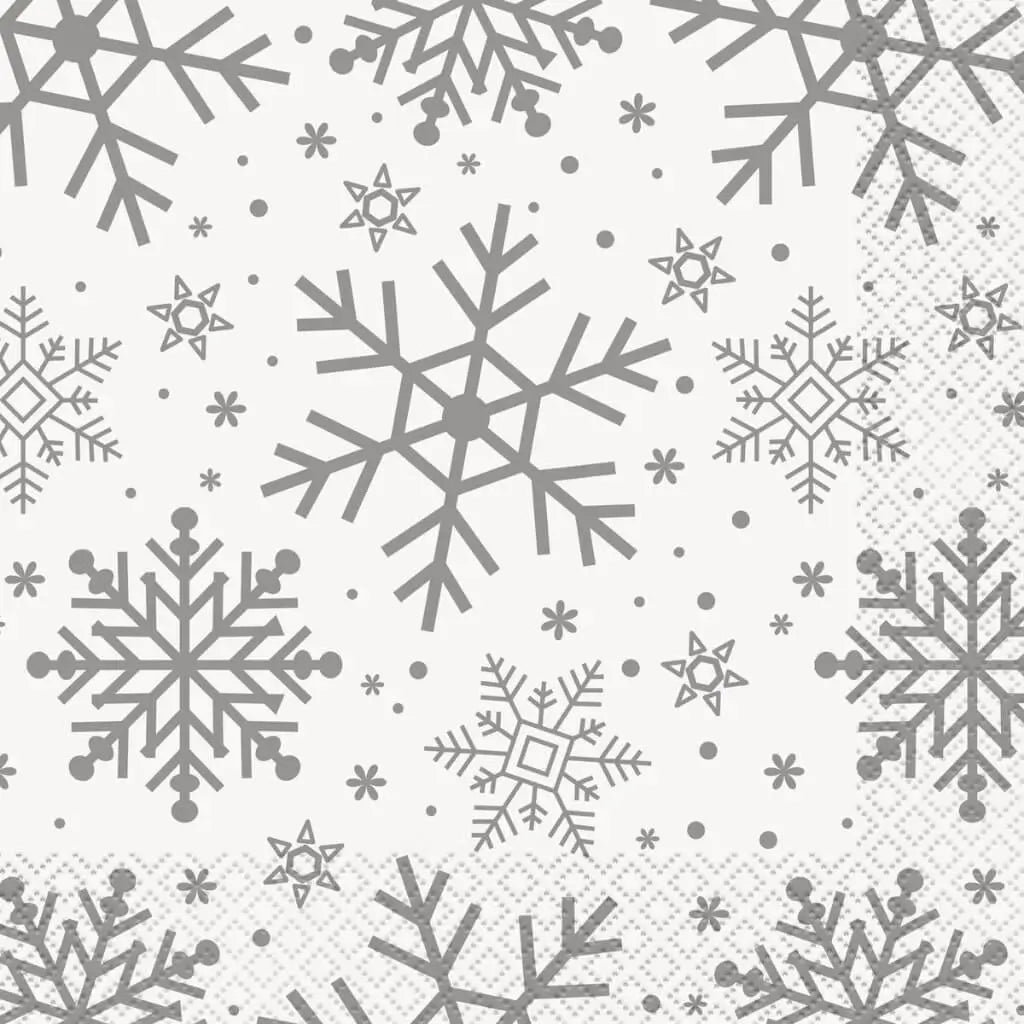 Silver snowflake luncheon christmas napkins 16 pack