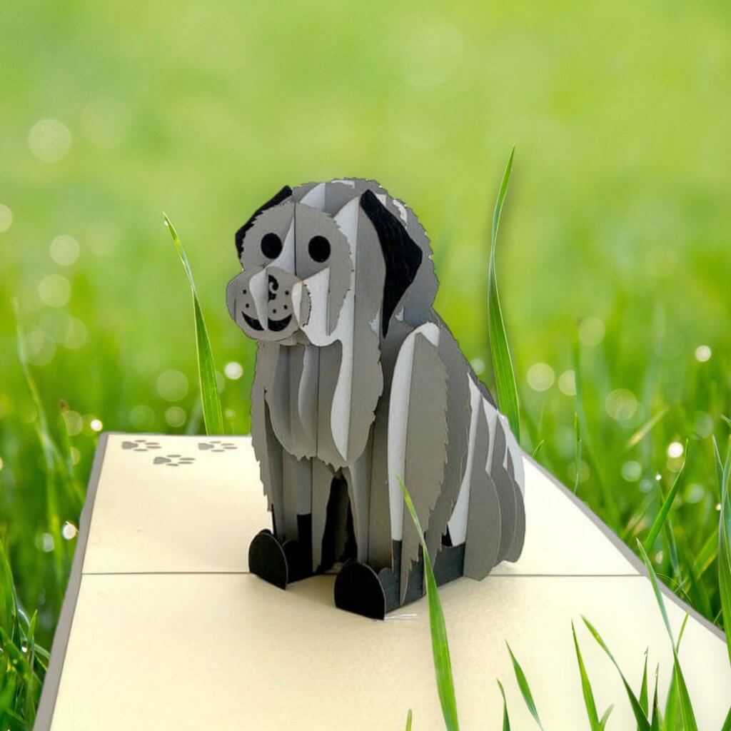 Handmade Cute Sitting Grey Puppy Dog 3D Pop Up Card - 3D Animal Cards