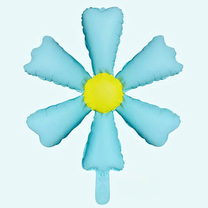 Pastel blue six-petal daisy foil balloon for party decorations
