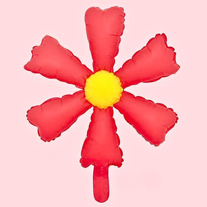 Pastel red six-petal daisy foil balloon for summer party décor