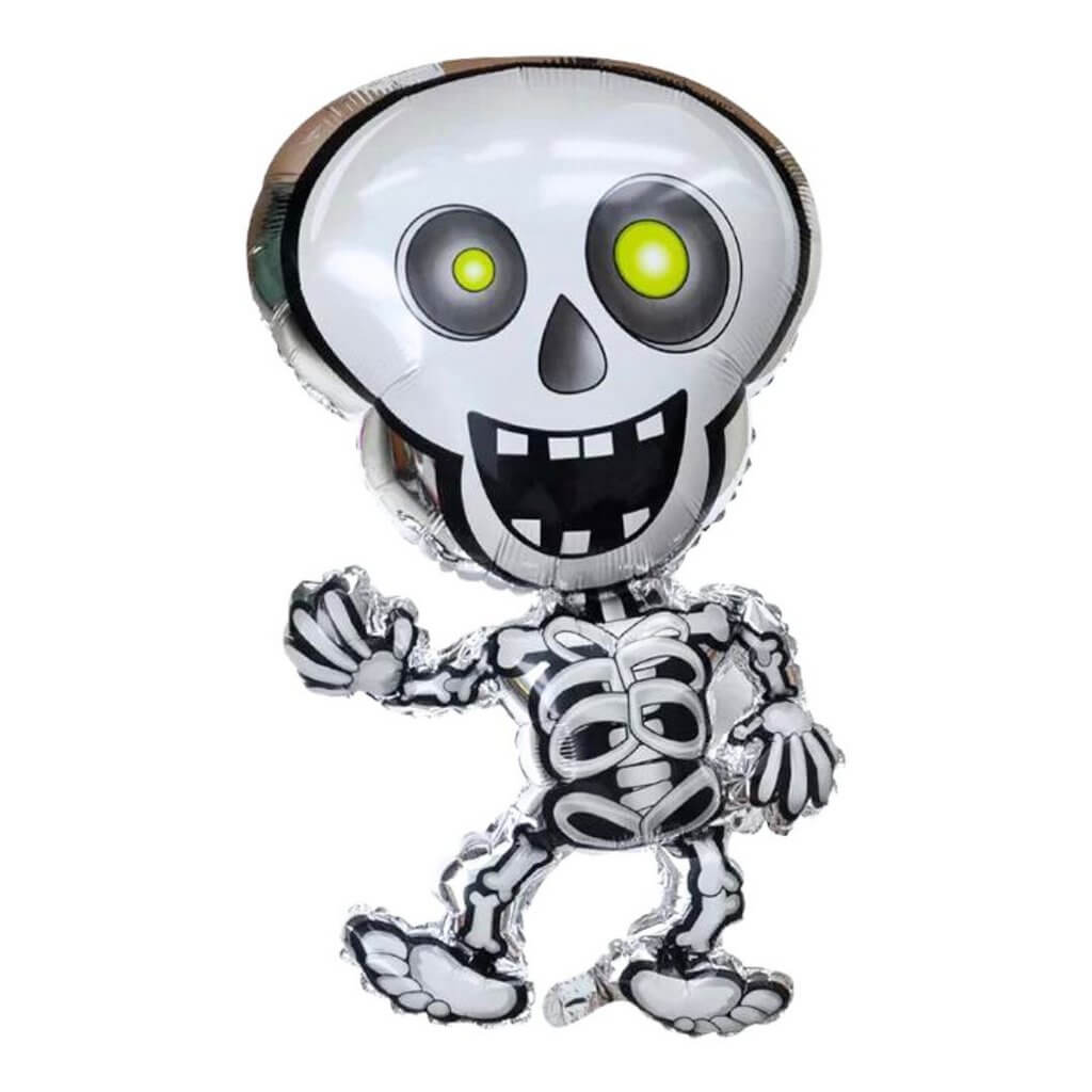 Skeleton with Giant Skull Shaped Foil Balloon