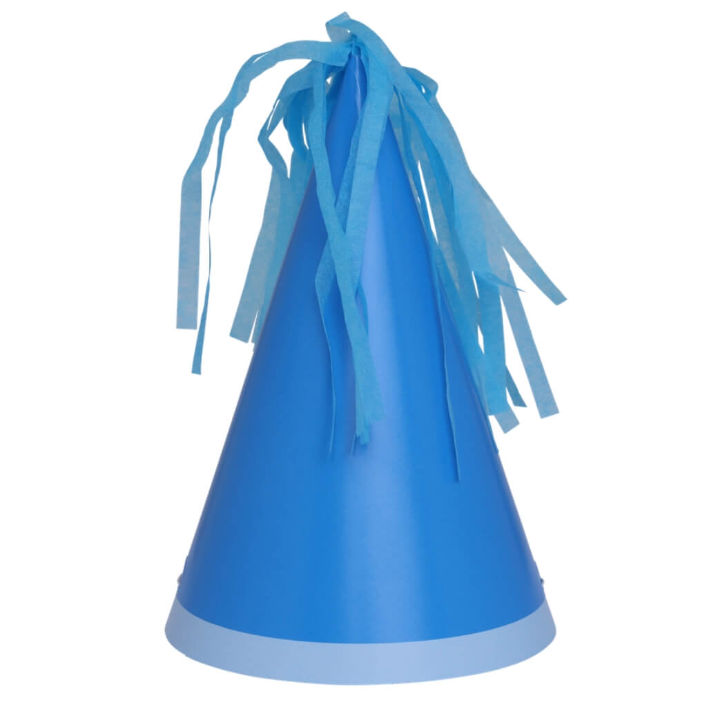 Sky Blue Party Hats with Tassel Toppers 10pk