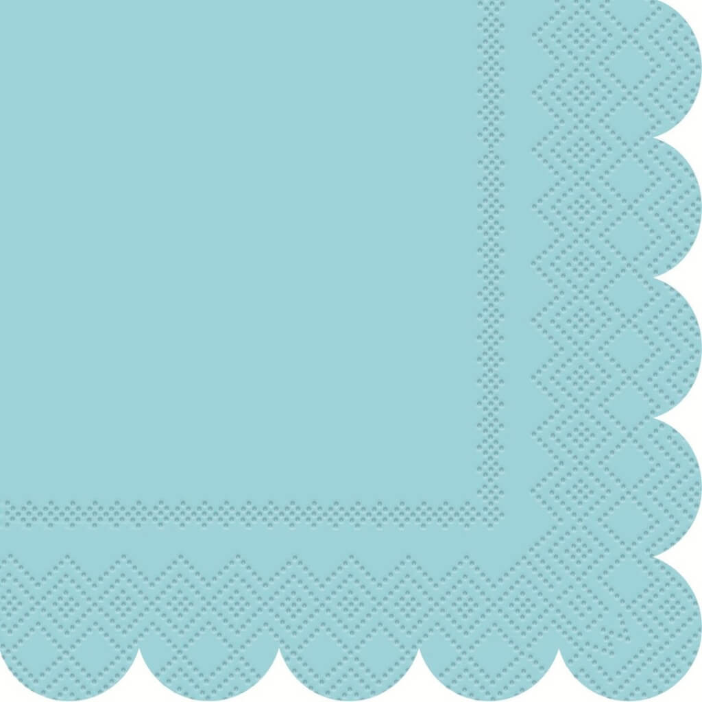 Sky Blue Scalloped Edge Luncheon Napkins 16pk