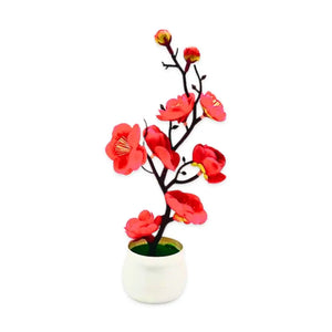 Small Artificial Hot Pink Plum Blossom Potted Plant