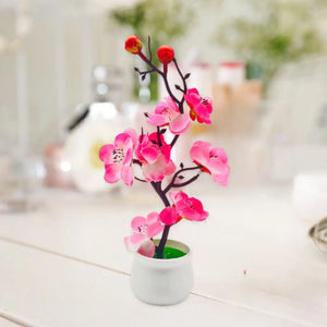 Small Artificial Pink Plum Blossom Potted Plant