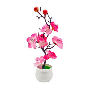 Small Artificial Pink Plum Blossom Potted Plant