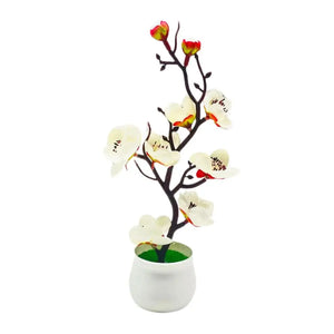 Small Artificial White Plum Blossom Bonsai Potted Plant
