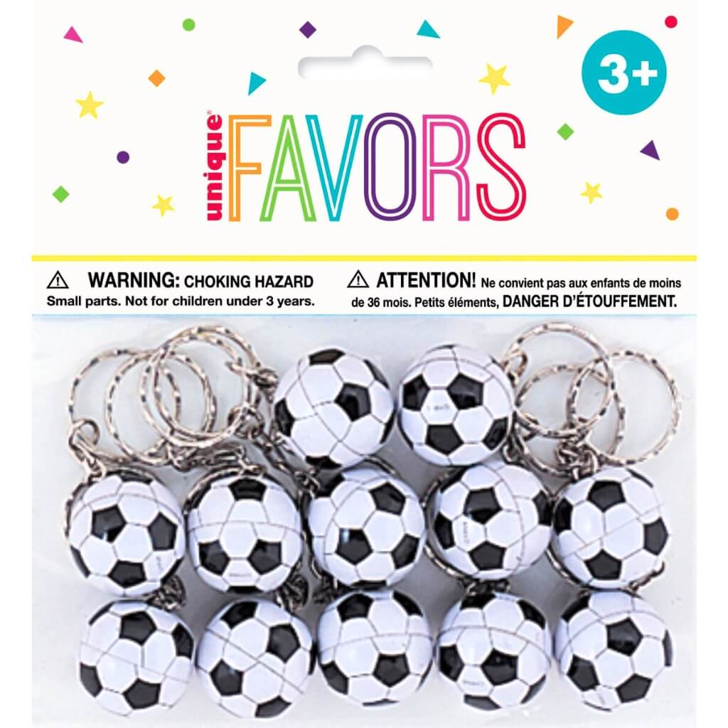 Soccer Ball Keyrings 12pk kids football birthday party favours