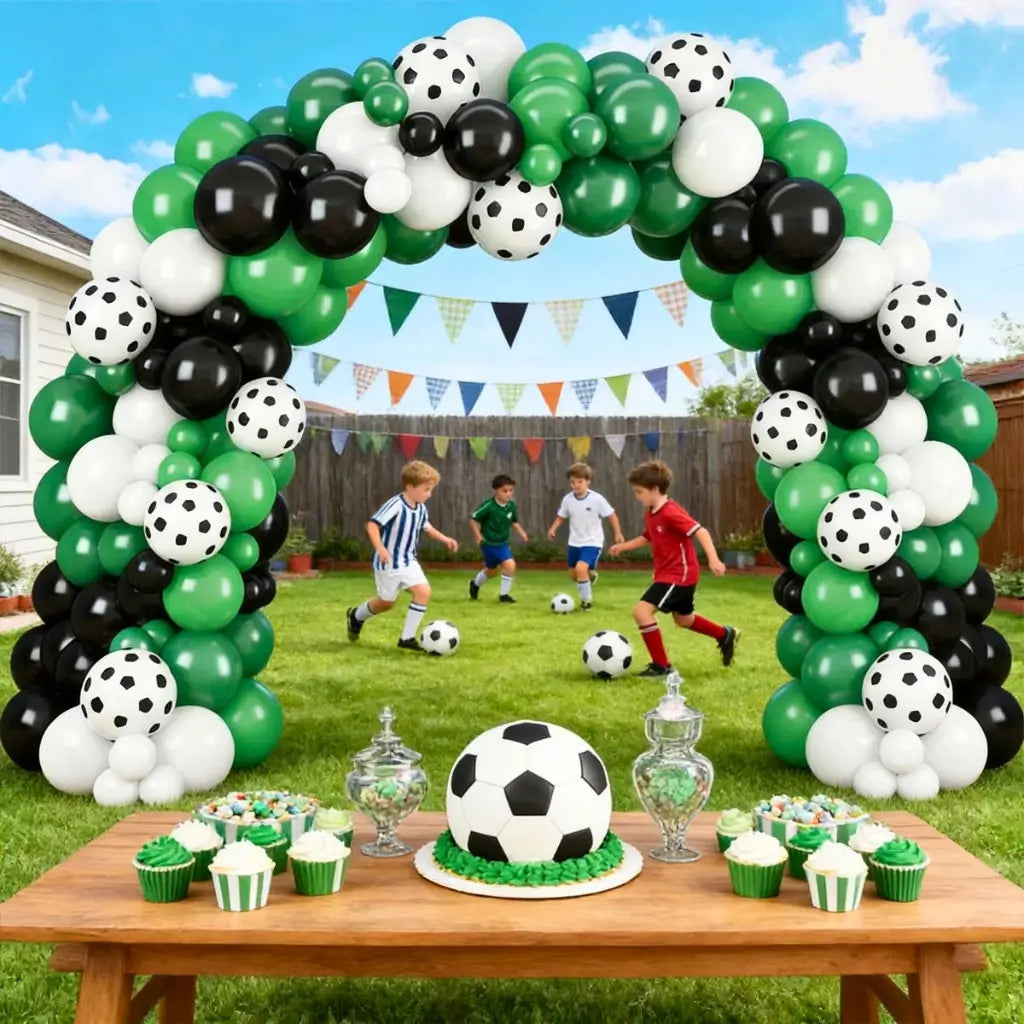 Green soccer balloon garland kit