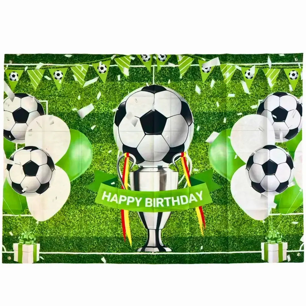 Football happy birthday backdrop banner for soccer themed party