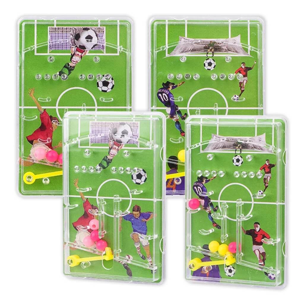 Pack of 4 Soccer Mini Pinball Puzzle Games – Assorted Sports Birthday Party Favours for Kids.