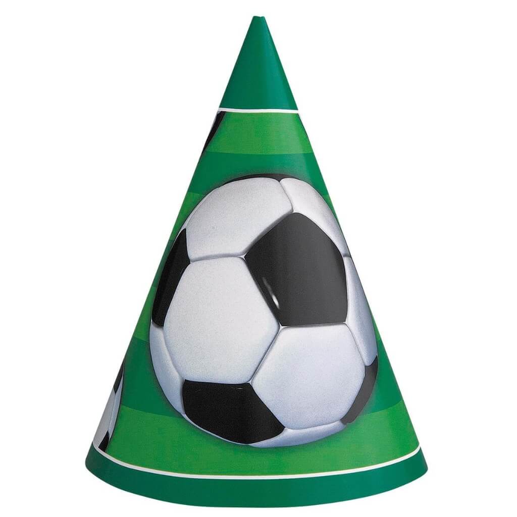 Soccer Party Hats 8pk boys sports birthday party tableware party favours