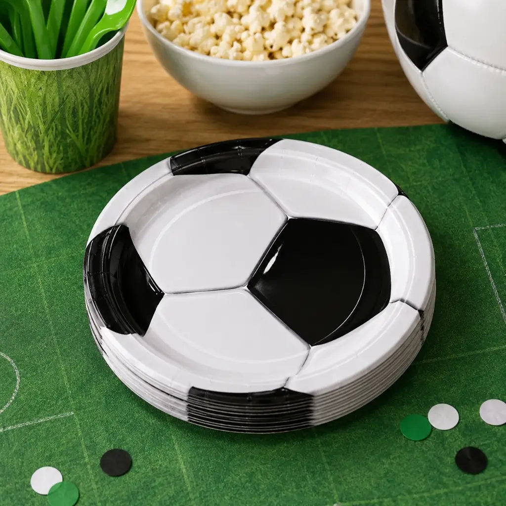 Soccer ball shaped paper plates for football parties