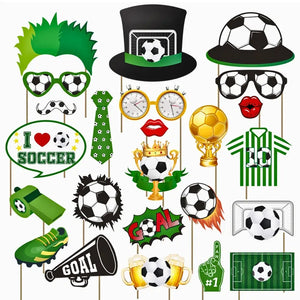 Soccer photo booth props for World Cup party