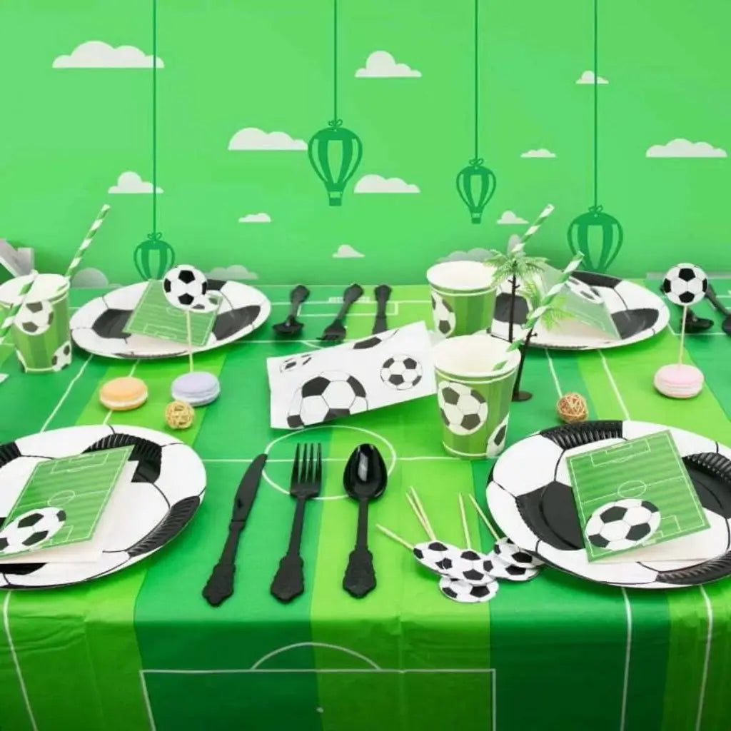 rectangular Green Striped Soccer Plastic Table Cover