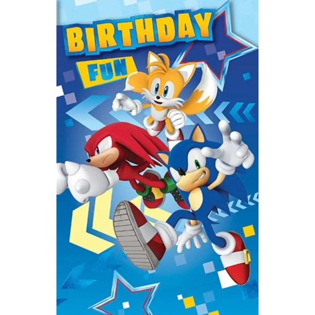 Official Sonic birthday greeting card featuring Sonic, Tails and Knuckles