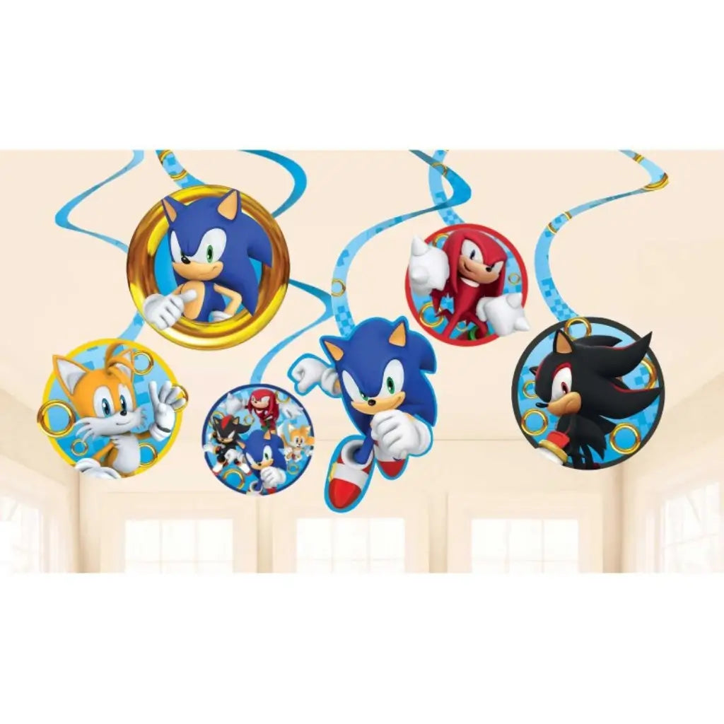 Sonic the Hedgehog Spiral Swirls Hanging Decorations 12 Pack