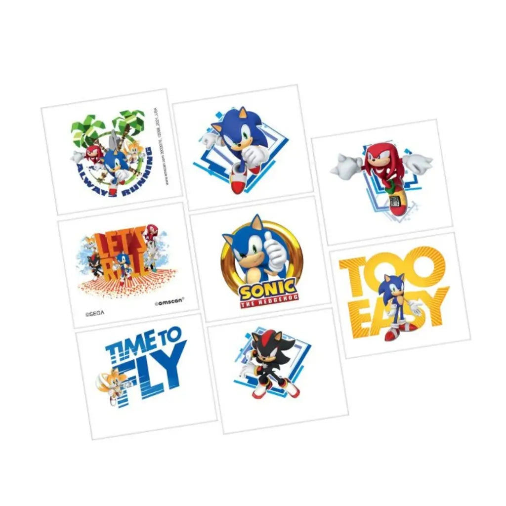 Sonic temporary tattoos featuring Sonic, Tails, Knuckles and Shadow
