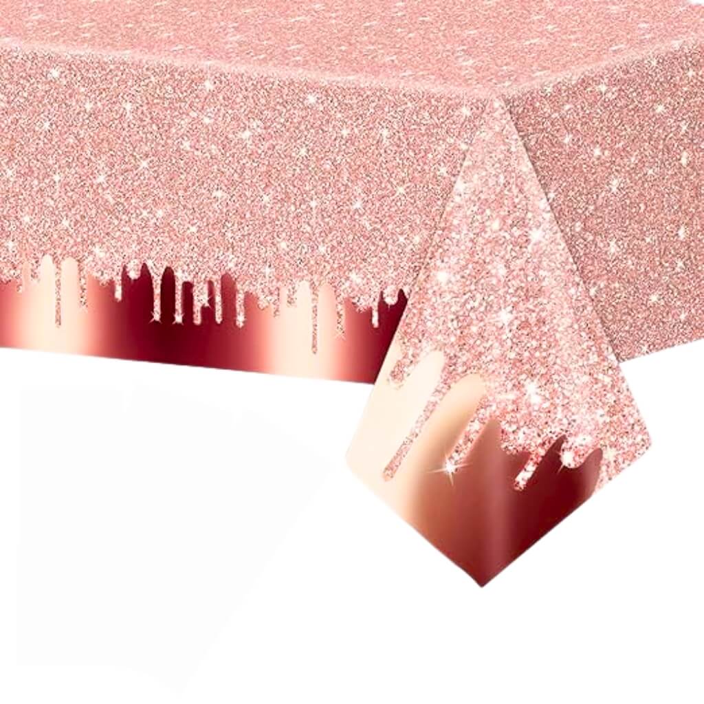 Sparkling Rose Gold Plastic Tablecover party decorations