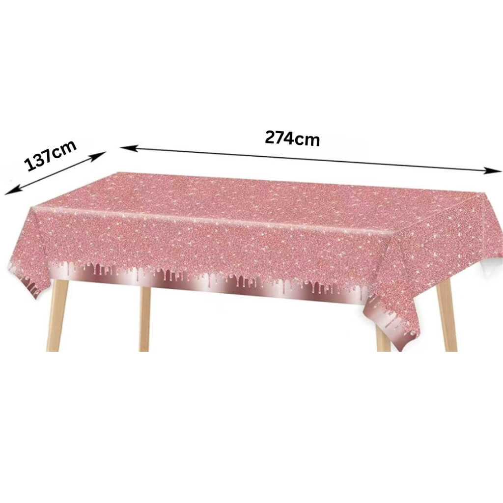 Sparkling Rose Gold Plastic Tablecover