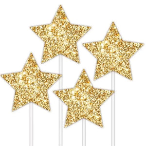 Glam gold party cake topper stars for weddings party